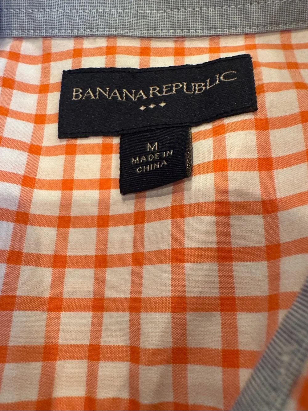 Banana Republic Orange and White Check Dress Shirt